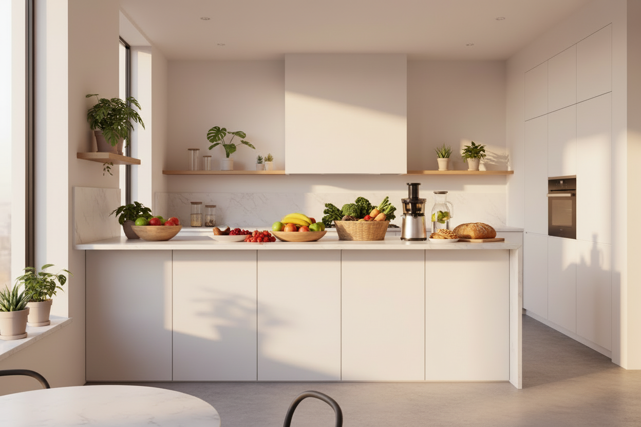 Clean Kitchen with Food on Counter Only