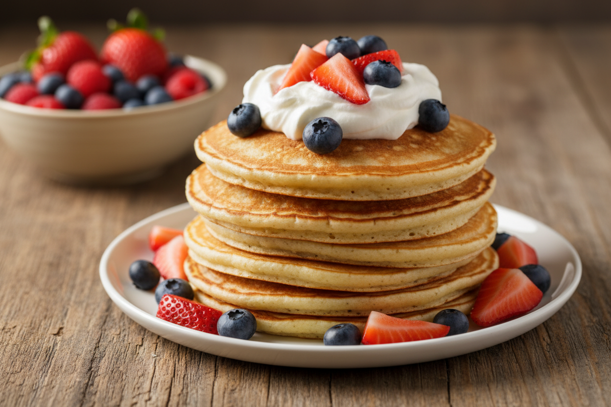 Pancake Stack - Fruit Scattered